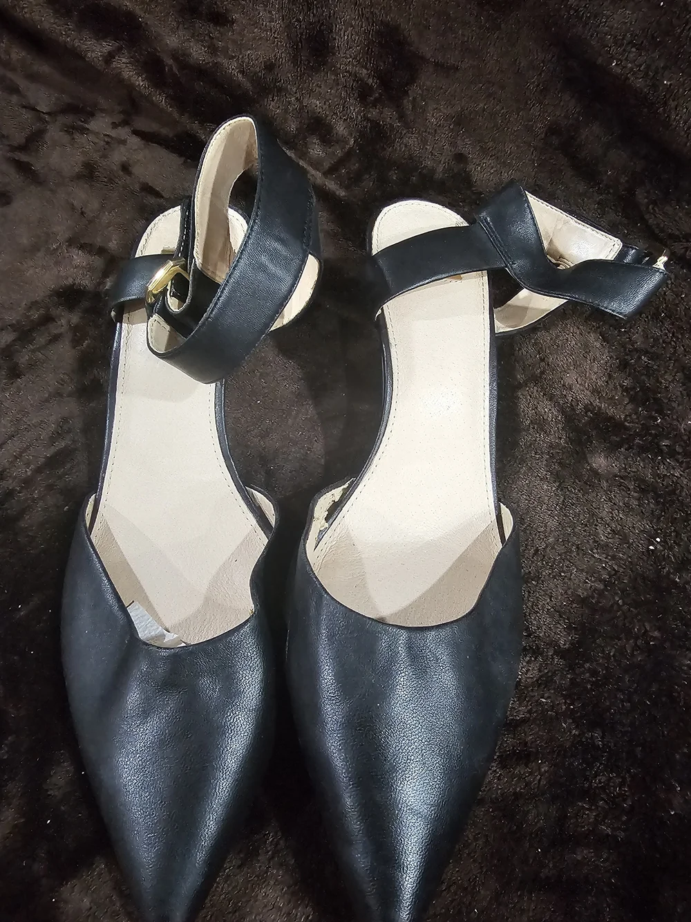 Louise et Cie Black Pointed Ankle-Strap Heels
